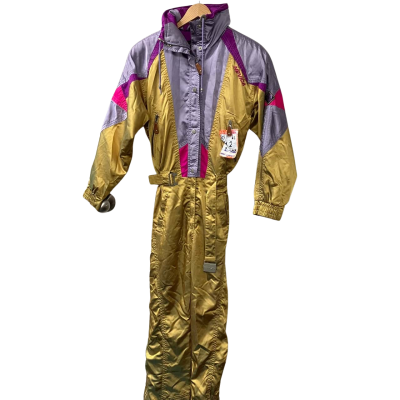 Nevica Women's Size 8 Long Sleeve Ski Jumpsuit Gold / Pink  / Purple 
