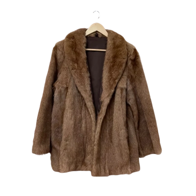 Womens Size 42 / L Fur Coat Brown 
