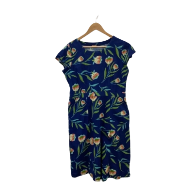 Karma East Womens  Size L Short Sleeve Dress  Blue / Floral 