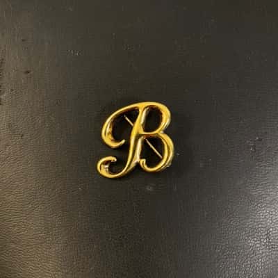 Womens 925 Gold Colour B Initial Brooch 