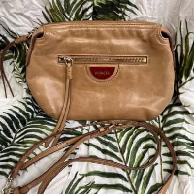 Mimco Womens Cross Body Bag Brown Leather