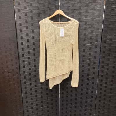 Guess Womens  Size S Long Sleeve Top Cream / Gold 