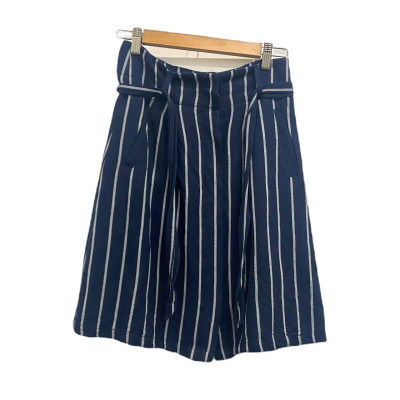 Ann Taylor Womens  Size XS High Wasted Shorts Navy Blue / Pinstriped / White 