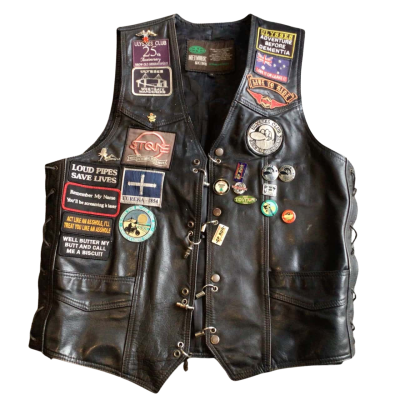 Vintage Leather Ulysses Biker Jacket with Patches and Badges READ DESCRIPTION 