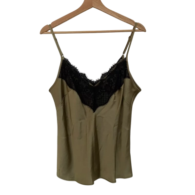 Seed Heritage Womens  Size 14 Cami  / Shoestring Strap Top Black  / Olive 