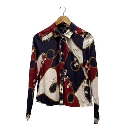 Forever New Womens  Size 6 Maroon & Navy Pattern Top