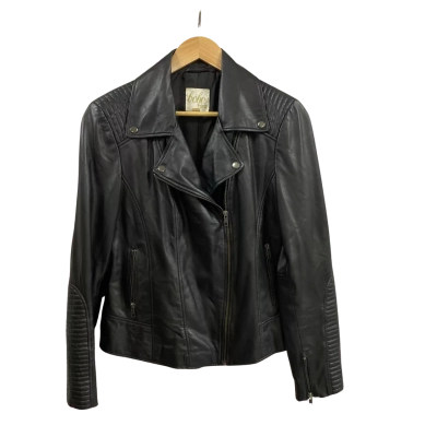 Boho Bird Womens  Size 12 Leather Jacket Black  