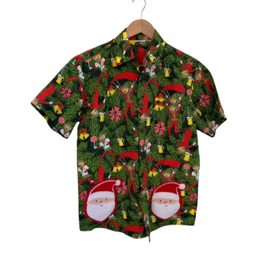  Mens  Size M / S Printed Shirt / Short Sleeve Shirt Green / Multicoloured / Pattern 