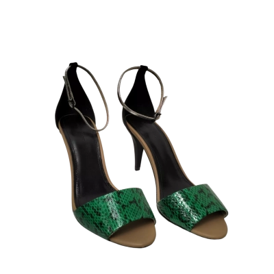 Country Road Stilettos. Black & Green Snake print. Sz 40