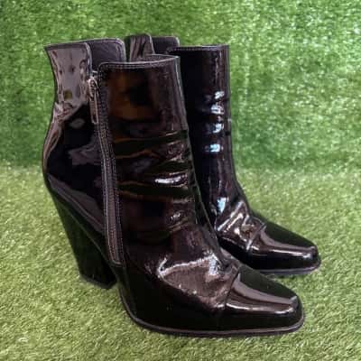 Witchery Black PVC Ankle Boots Size 39