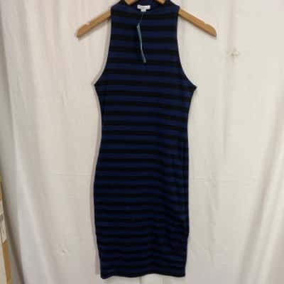 Kookai Womens Size 1 Funnel Neck Striped Bodycon Dress