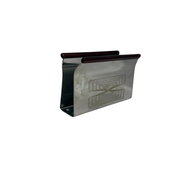 Vintage Italian SS napkin holder with gold design 