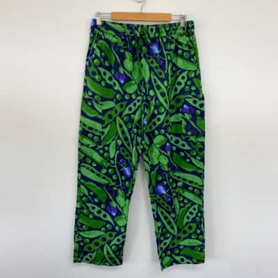 Gorman Navy Blue Green Peas Everywhere Scrub Pants  Size L 