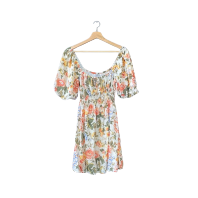 Faithfull The Brand Size 10 Party Dress Floral/Multicoloured/White 