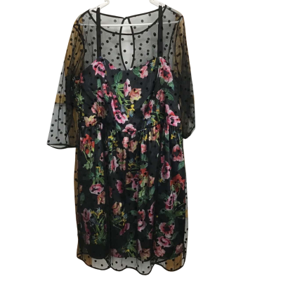 City Chic Playful Floral and Polka Dot Party Dress