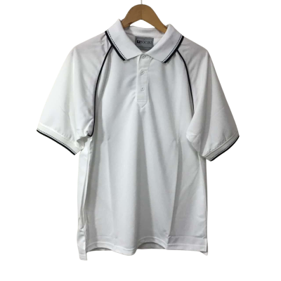  Bocini Mens Size L White with Black Trim Short Sleeve Polo Shirt (new)