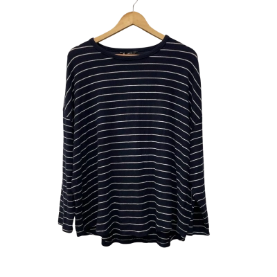 Target Womens  Size 20 Long Sleeve Top Navy Blue / Striped / White 