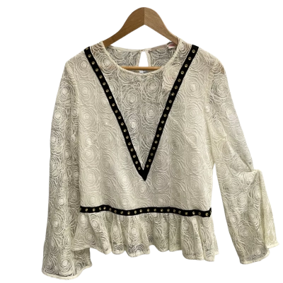 Sass & Bide Womens  Size L Long Sleeve Top Black  / Cream 