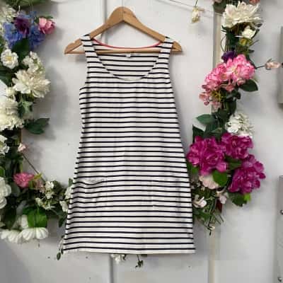  Womens  Size 10 Mini Dress Navy Blue / Striped / White 