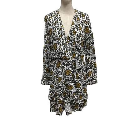 Sandro  Size 10 Long Sleeve Dress Black  / Pattern / White 