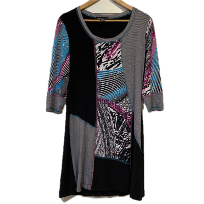 Frank Lyman Womens Dress Size 12 Black  / Blue / Multicoloured / Pink  / Striped / White 