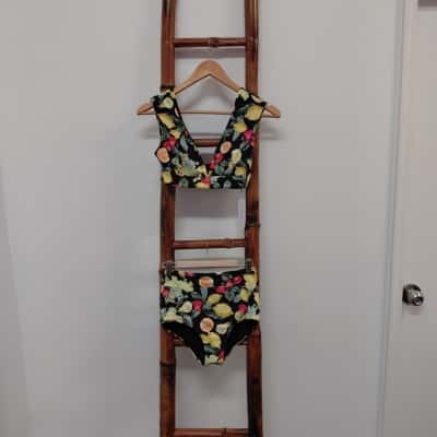 Seafolly Lemoncello Cap Sleeve Top & High Waist Pant Bikini Set Size 8 BNWT