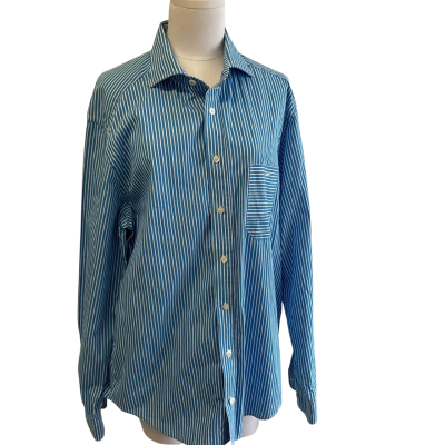R.M. Williams Mens  Size L Long Sleeve Shirt Blue / Striped / White 