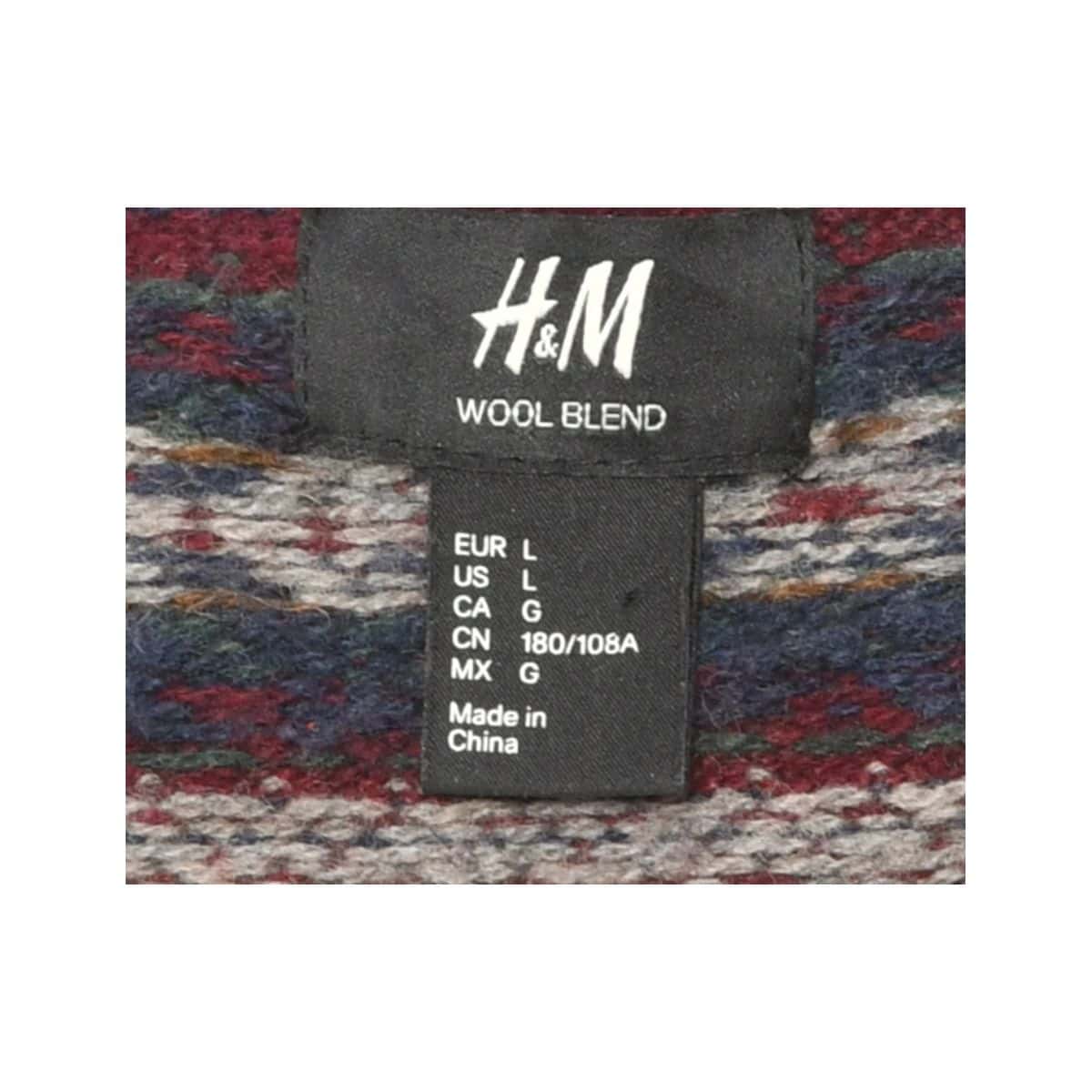 H&M Mens Size L Wool Blend Stripe Knit Jumper Red (s)