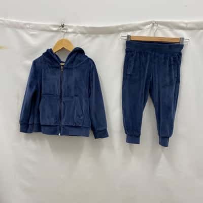 Lily & Dan Kids Velvet 2 Pieces Set Size 3 Blue 