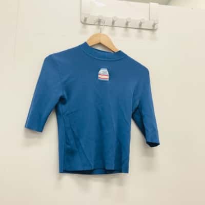 Dangerfield Womens  Size 10 3/4 Sleeve Top Blue 