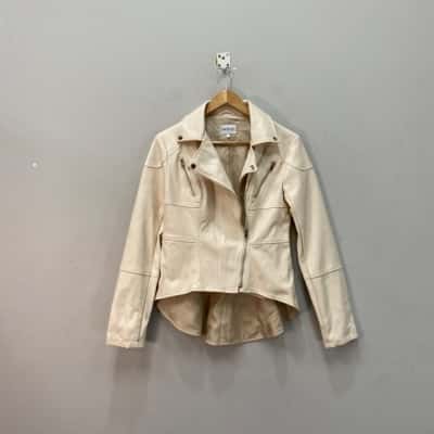 SNDYS Womens  Size M Biker Jacket Cream 