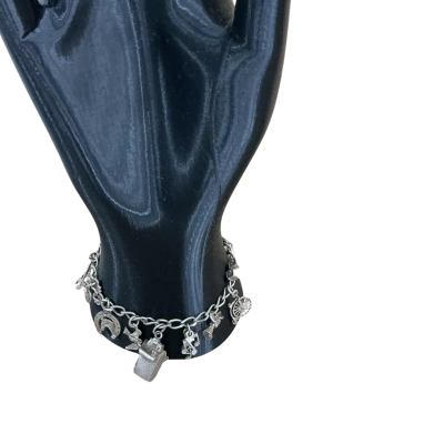  Womens Charm Bracelet Silver 