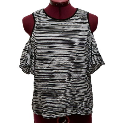 Witchery Womens  Size 12 Off-the-shoulder Top Black  / Striped / White 