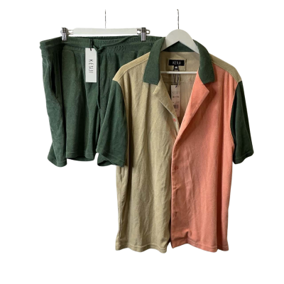 BNWT Kenji Mens  Size XXL button up shirt and shorts 