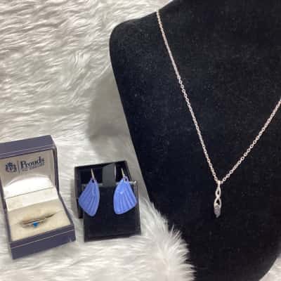  Womens Earrings / Ring / necklace Blue / Other / Silver 