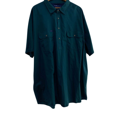 Ringer Western Short Sleeve Half Button Loose Fit Shirt 6XL