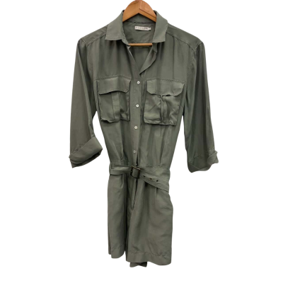 R.M. Williams Womens  Size 12 Short Sleeve Playsuit Khaki 