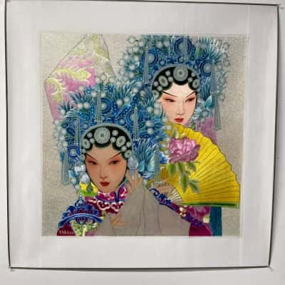 Gaorong - stunning and rare decorative embroidered wall hanging or framed art piece