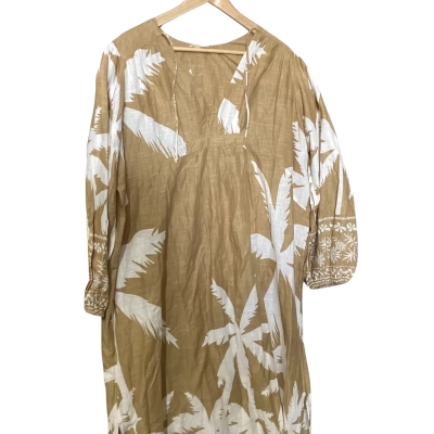  Womens  Size M Long Sleeve Dress Cream / Gold 