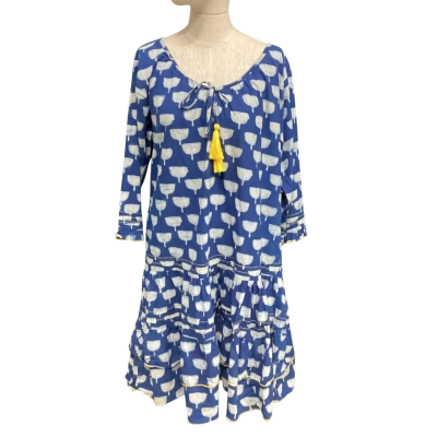   Naudic Boho Dress 3/4 Sleeve Size XS Blue 