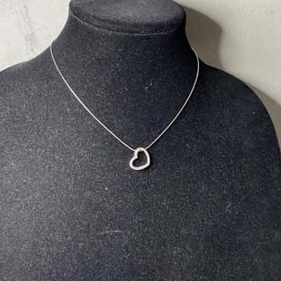 Silver 925 Open Heart Pendant Necklace