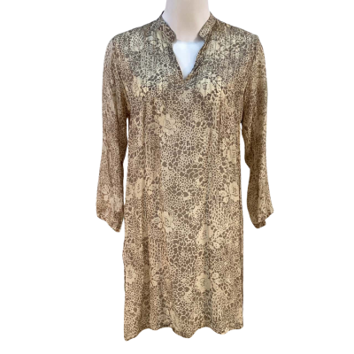Tradition Womens Size S Silk Mini Dress Brown 