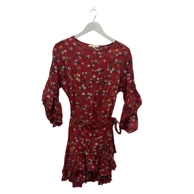 Maje Womens  Size 1 Casual Wrap Dress Floral / Red 
