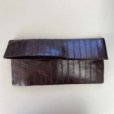 Maiden Voyage Genuine Eel Skin Dark Red Clutch 
