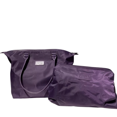 Lipault Paris Womens Tote Bag and Cosmetic Purse Lightweight Travel Set in Purple 