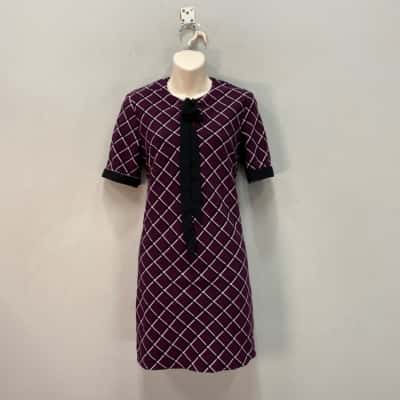 Cue Womens  Size 6 Mini Dress Black  / Purple / White 