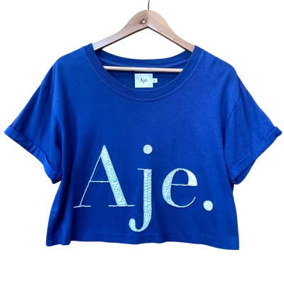 AJE Navy/White Bead Detail Cropped Top Size S