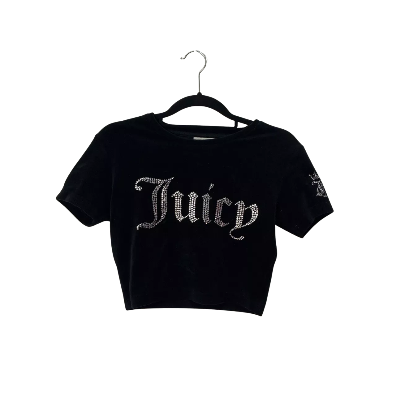 Juicy Couture Cropped velour top Featuring Sparkling Rhinestone 