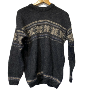 MKM Mens  Size S Crew Neck Jumper Navy Blue / Off White 