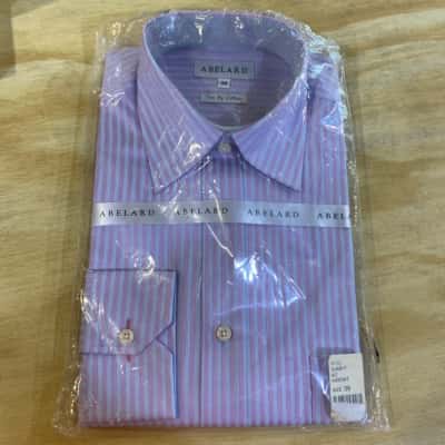 Abelard Mens  Size 39 Blue / Pink / Striped / White Button up Shirt